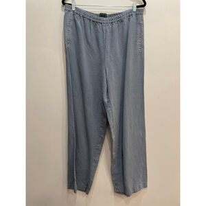 OSKA Linen Wide Leg Pull On Pants Large 3 Elastic Waist Lagenlook Cottage Trad